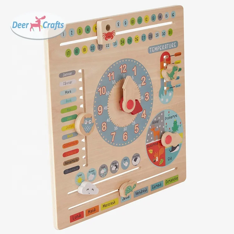 New arrival preschool learning cognitive season time/month wooden calendar toy for kids DF09028