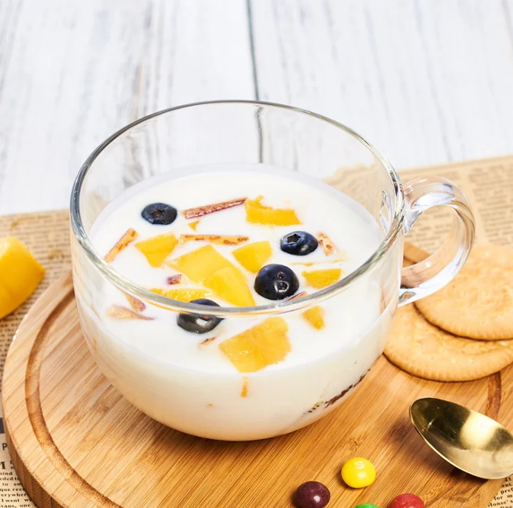 Best Quality Handle Glass Coffee Tea Cup Suppliers Large Round Transparent Milk Tea Glass Cup