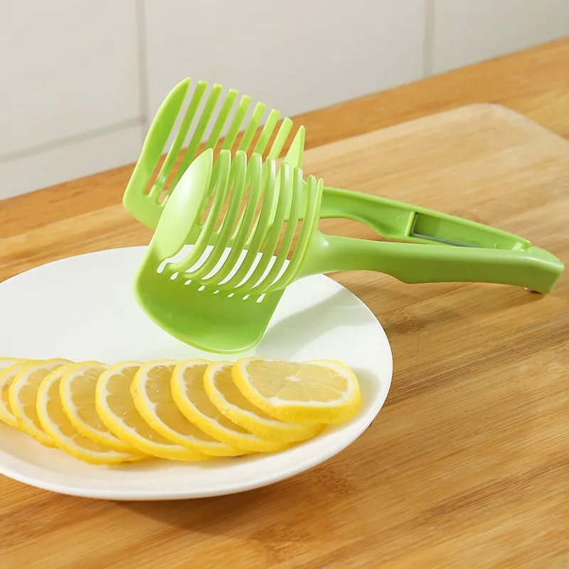 B889 Kitchen Gadgets Folder Fruit Slicer Tool Potato Food Tomato Onion Lemon Vegetable Fruit Slicer Knife Holder Cutting Clip