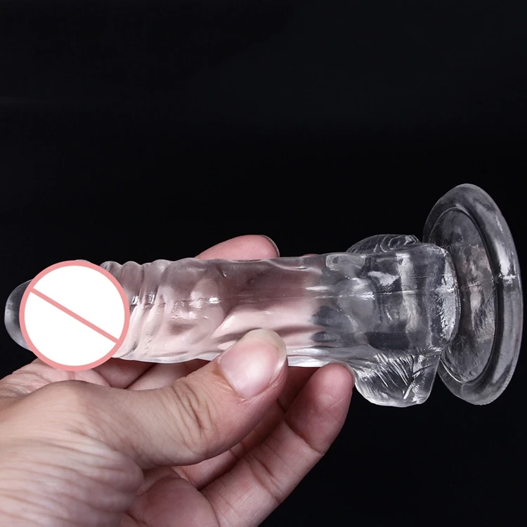 Thrusting 3.35 inch TPE artificial transparent suction cup mini thin slim simulation small penis crystal silicone g spot dildo