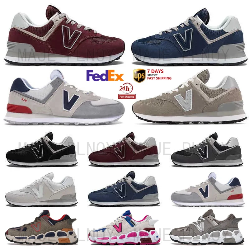 New 574 Athletic Mens Luxury Casual Shoes Navy Blue Burgundy White Core Designer New 574 YURT Sneakers Man shoes
