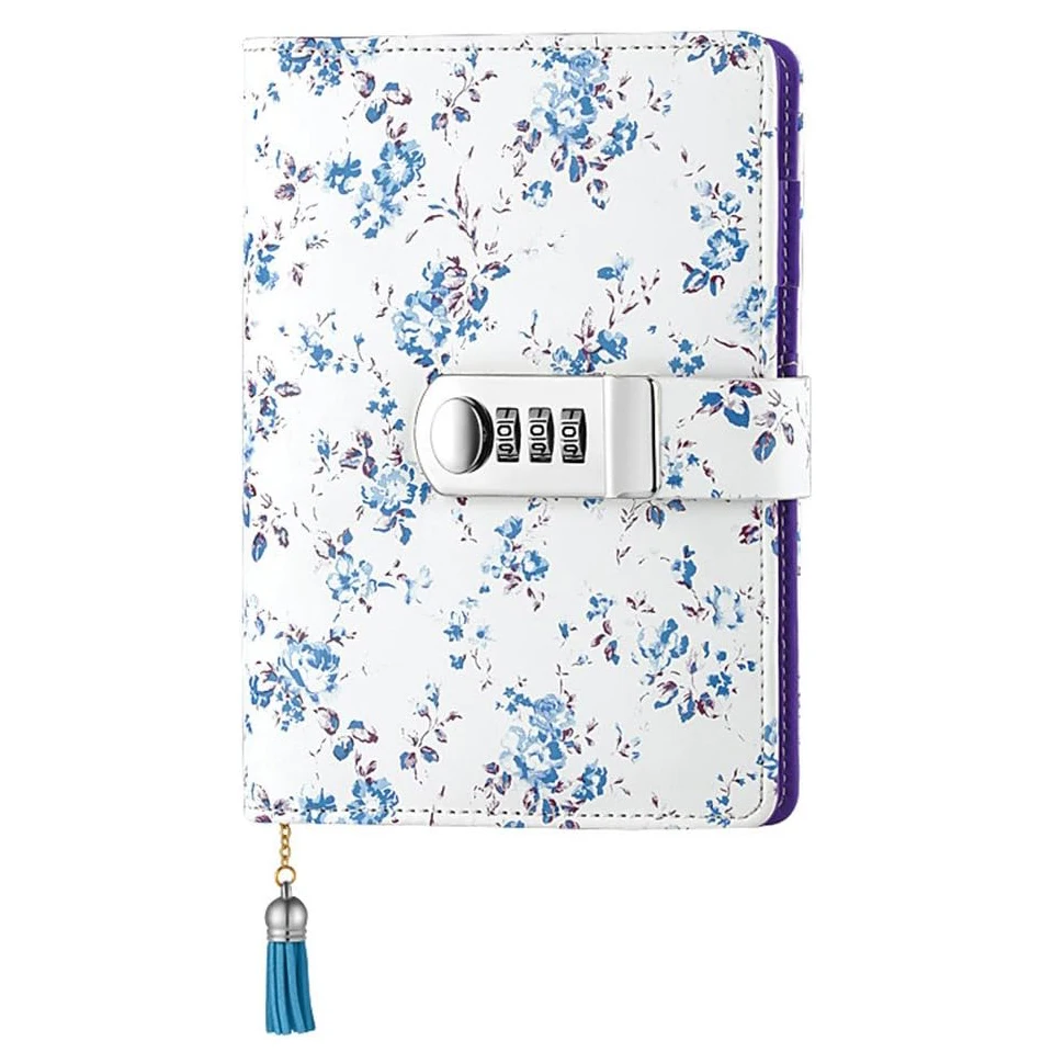 PU Leather Multi Color Combination Lock Journal Combination Lock Diary A6 Refillable Personal Locking Diary