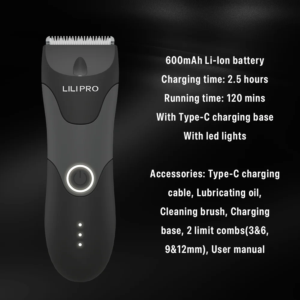 New 2024 Waterproof Groin & Body Hair Trimmer Man Use Hair Clipper Ball Grooming Rechargeable Cordless Haircut Machine For Men