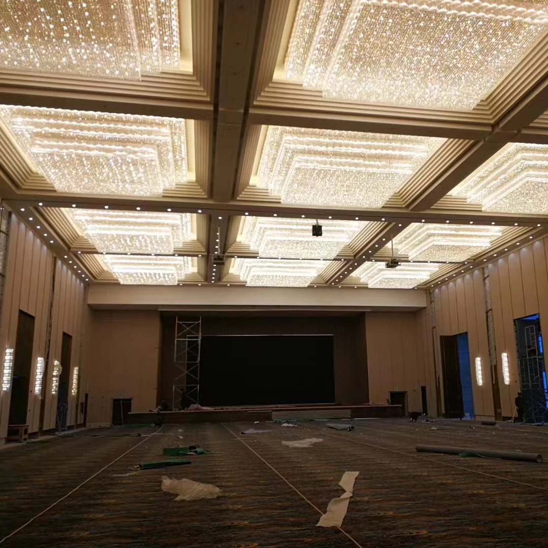 Hotel designer Project Modern Luxury Contemporary  K9 crystal Banquet Chandelier led dimmable with remote control