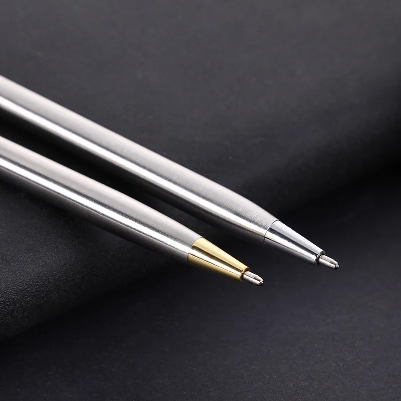 WSY 2023 Gift Promotional Ball Pen Customized Logo Black White Slim Metal Body Twist Ballpoint Pen