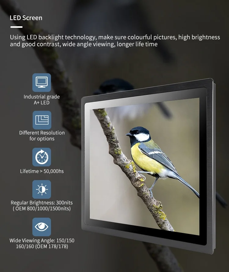 10.1 inch 1280*800 3mm Bezel Embedded Intel i3 i5 i7 Windows10/Linux 10 Poinits Capacitive Touch Screen Industrial Panel PC