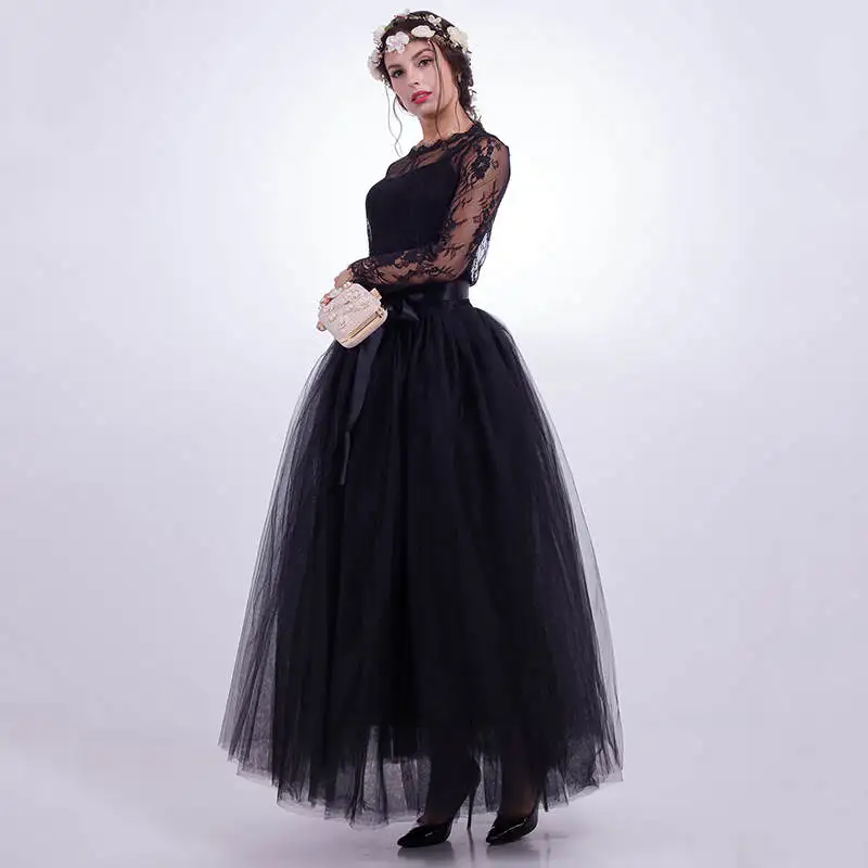 Ladies 7 layers Skirt New Tutu Skirt Women PLeated Long Tulle Girls Skirt