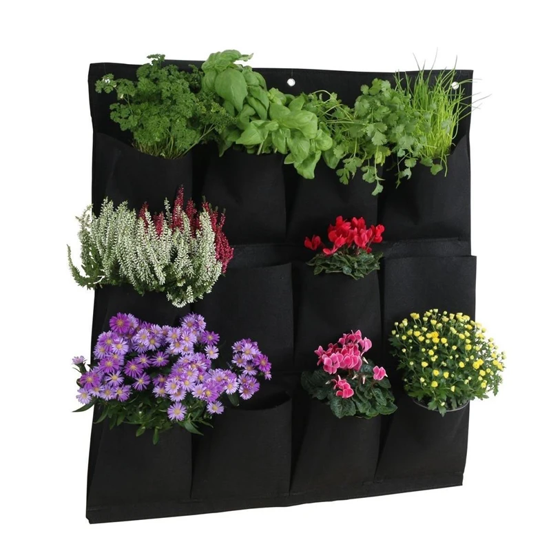 
9/18/25/36/56/81/100 Pockets Wall Hanging Planting Green Plant Grow Planter Pot Vertical Garden Grow Bag 
