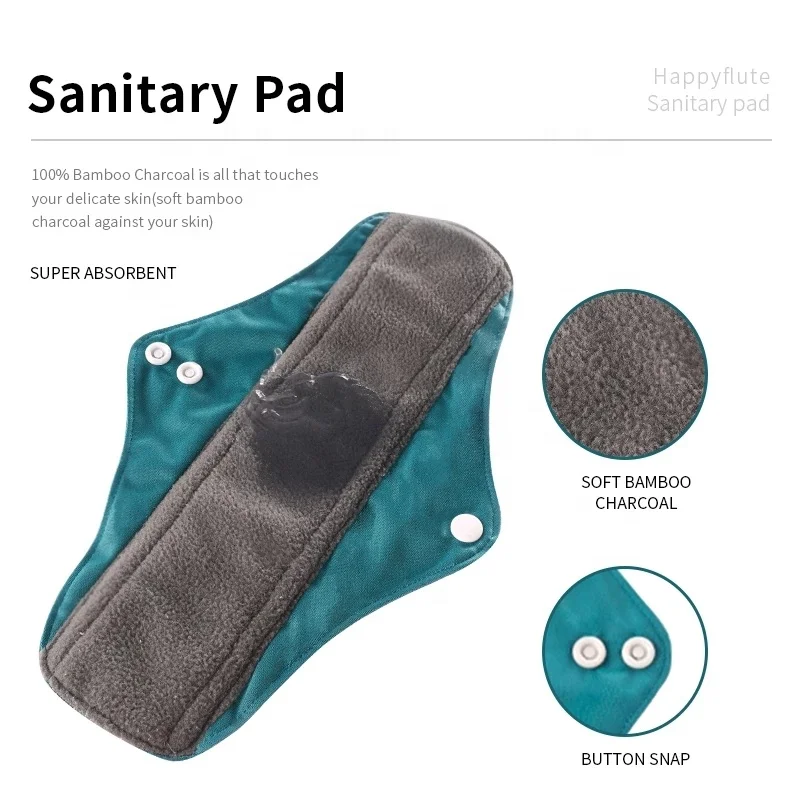
HappyFlute 10pcs set colorful print menstrual napkins reusable bamboo charcoal cloth washable sanitary pad 