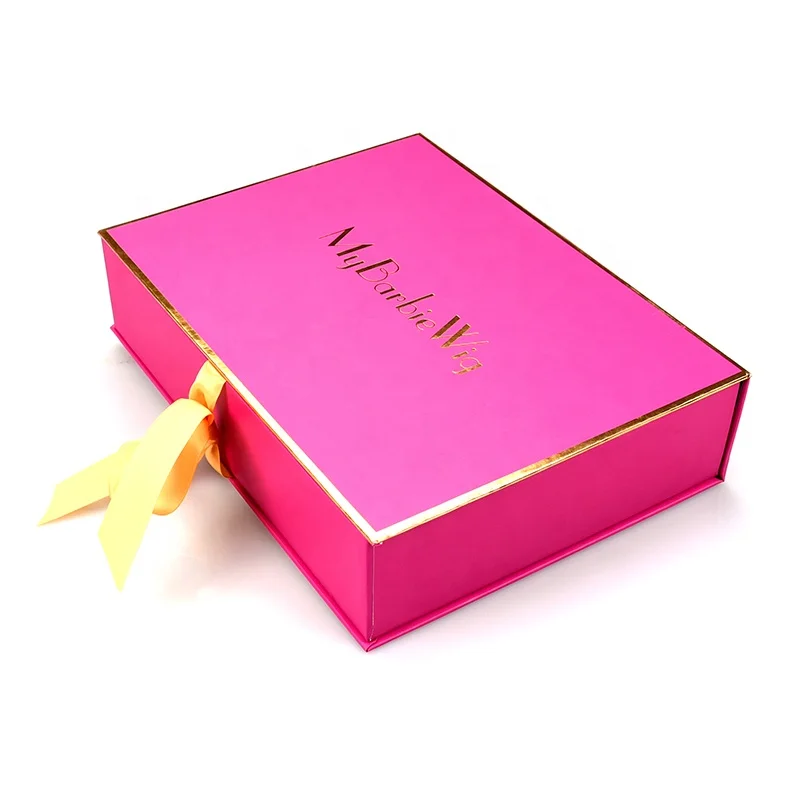 
Custom logo /private label creative paper cardboard hair extension packaging box, luxury gift wig boxes with bow tie 