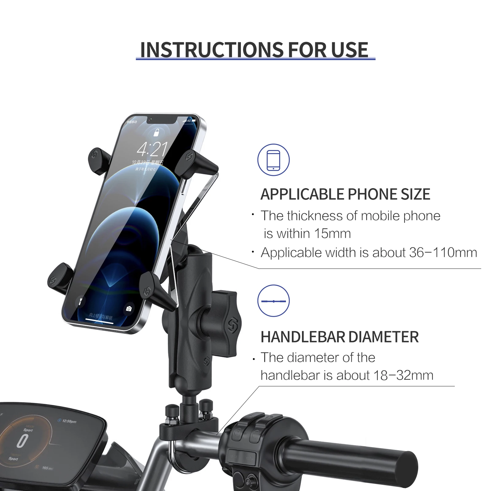Motorbike Phone Holder Waterproof Aluminum Alloy Mobile Phone Holder Stand For Motorcycle