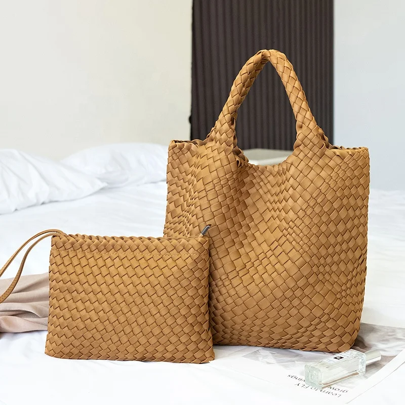 2021 Customization Women Hand Bags clutch Purses and Handbags handmade Woven neoprene tote bag Handbag set bucket bags