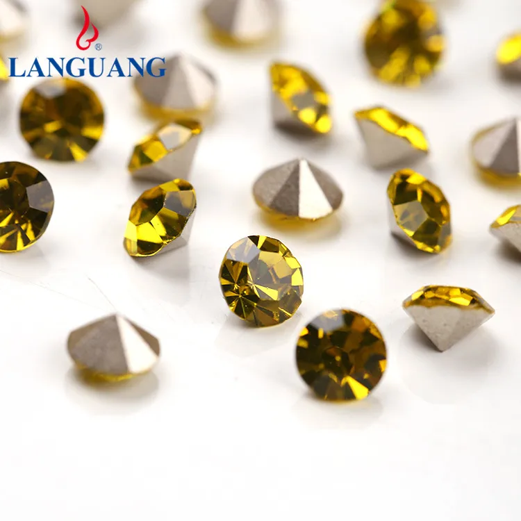 Lan Guang SS4 SS6 SS8.5 оптовая продажа новейший стиль высокое качество на заказ лимон желтый заостренный пришит стеклянные стразы