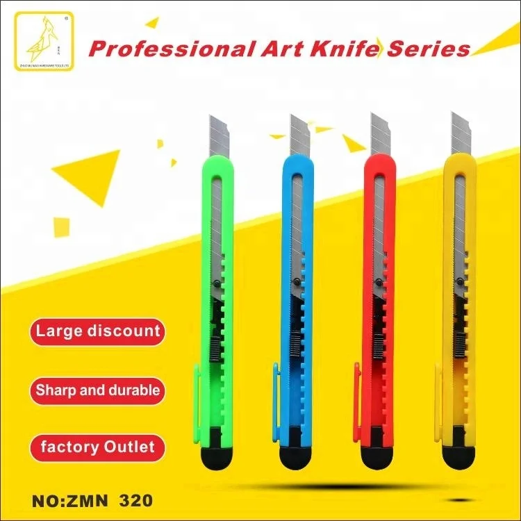 Office Universal Colorful 9mm sharp Craft Box Cutter Art Stationery Wallpaper Cutter Utility Knife