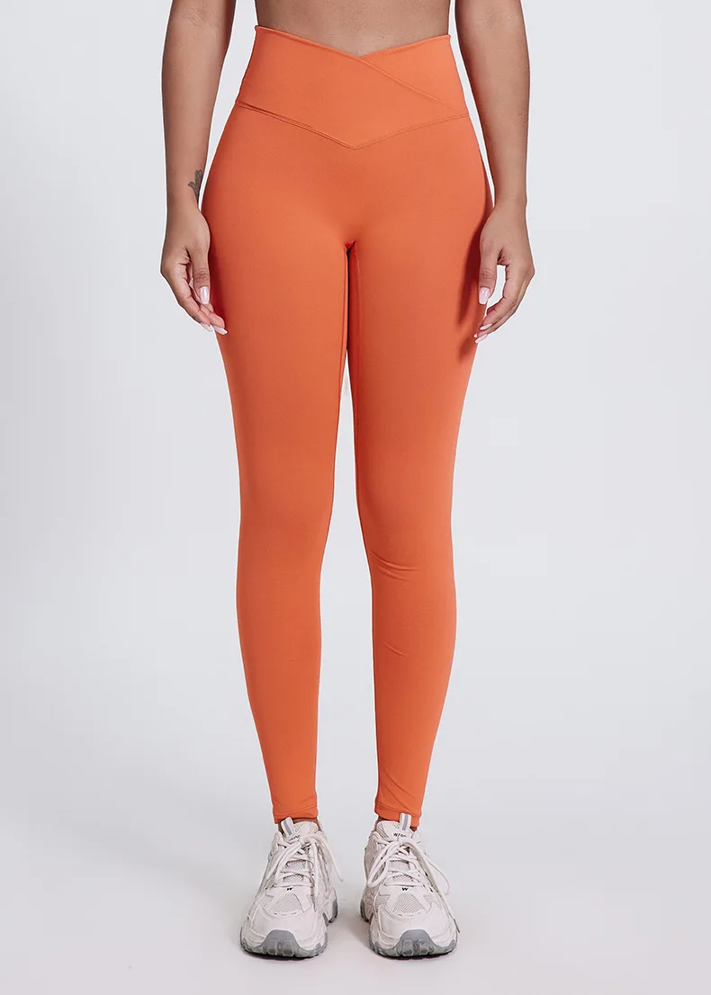 Crossover Waist Gym Tights Fitness 2024 New Yoga Leggings Women Tight Pants For Athletic