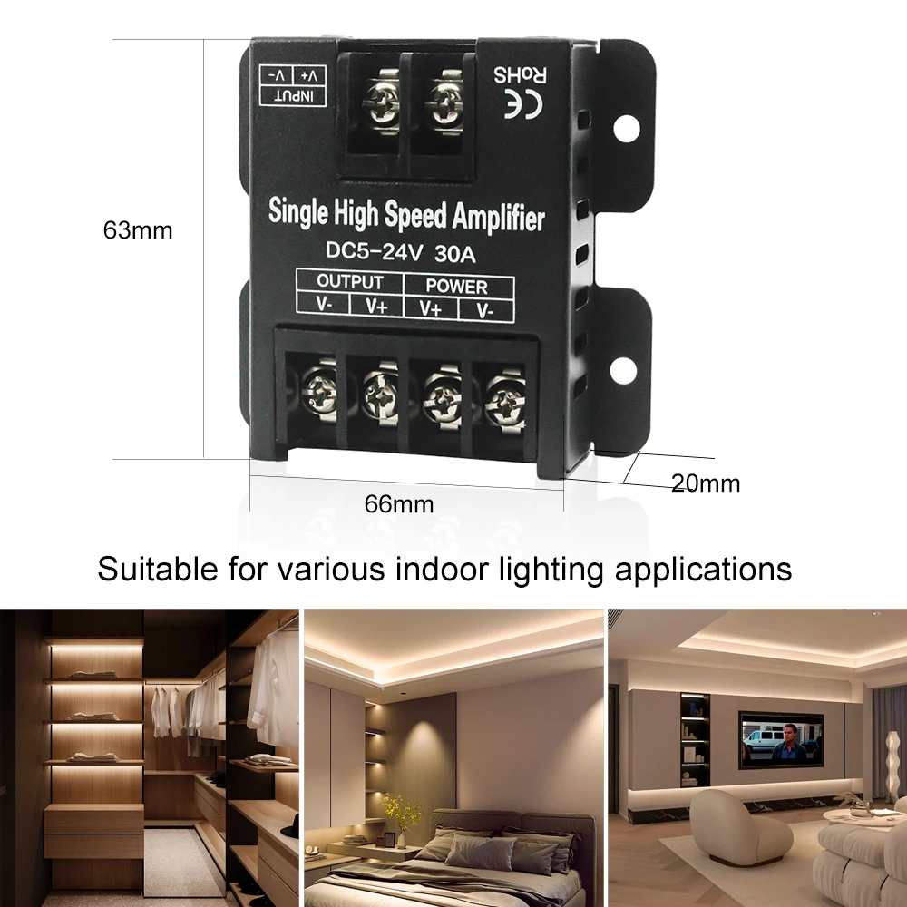 Hot selling iron 30A 360W single color pwm signal amplifier for monochrome constant voltage led controller