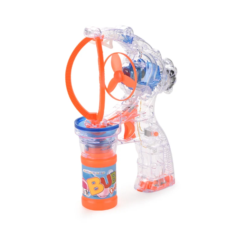 Wholesale summer outdoor bubble soap toys LED light up blower blaster bubble gun toy for kids