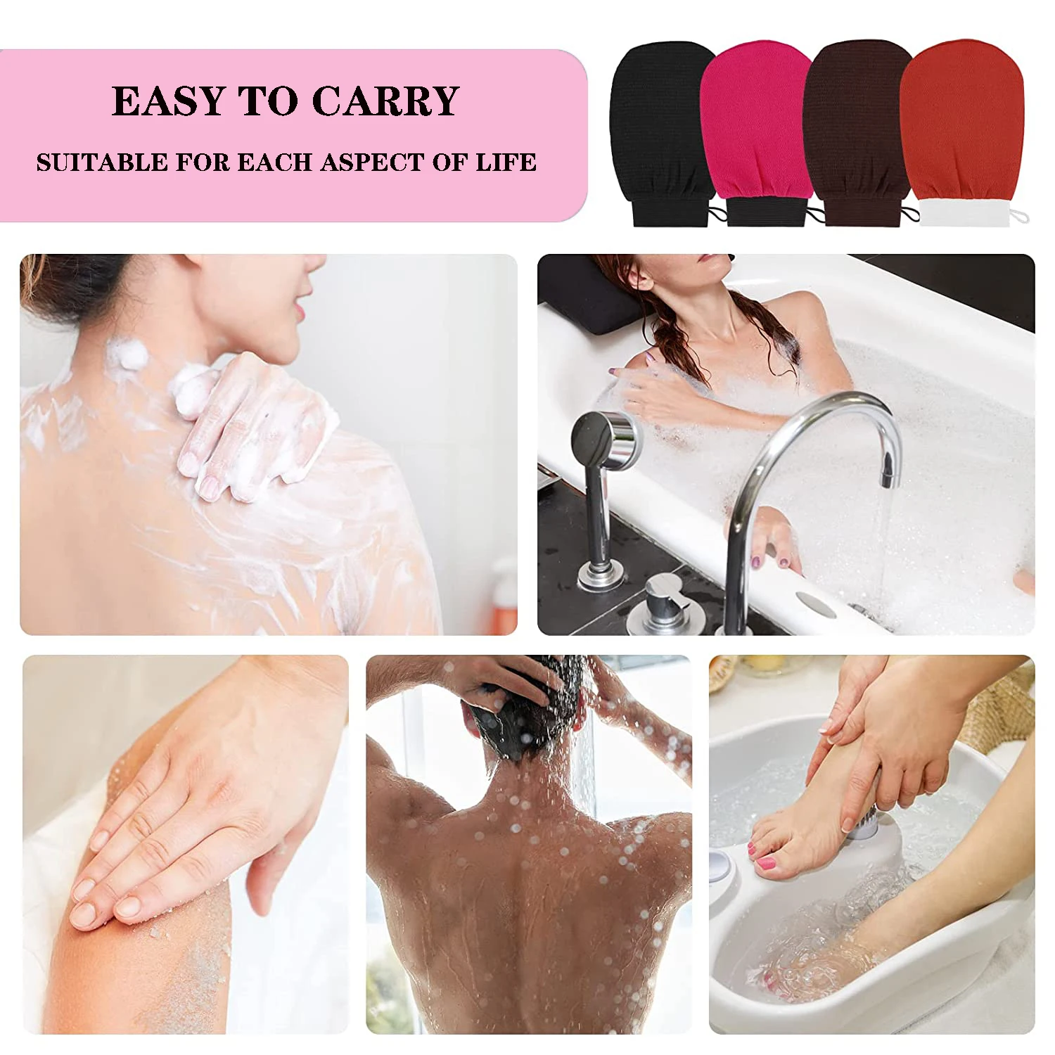 Wholesale Bath Exfoliating Mitt Gloves Shower Brushes Body Scrubbers Resistance Body Massage Sponges Dead Skin Remover SPA Foam