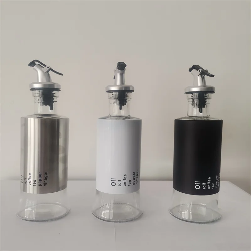 2023 Hot Sale Stainless Steel Oil Bottle Household Kitchen Leakproof Glass Vinegar Seasoning Glasses