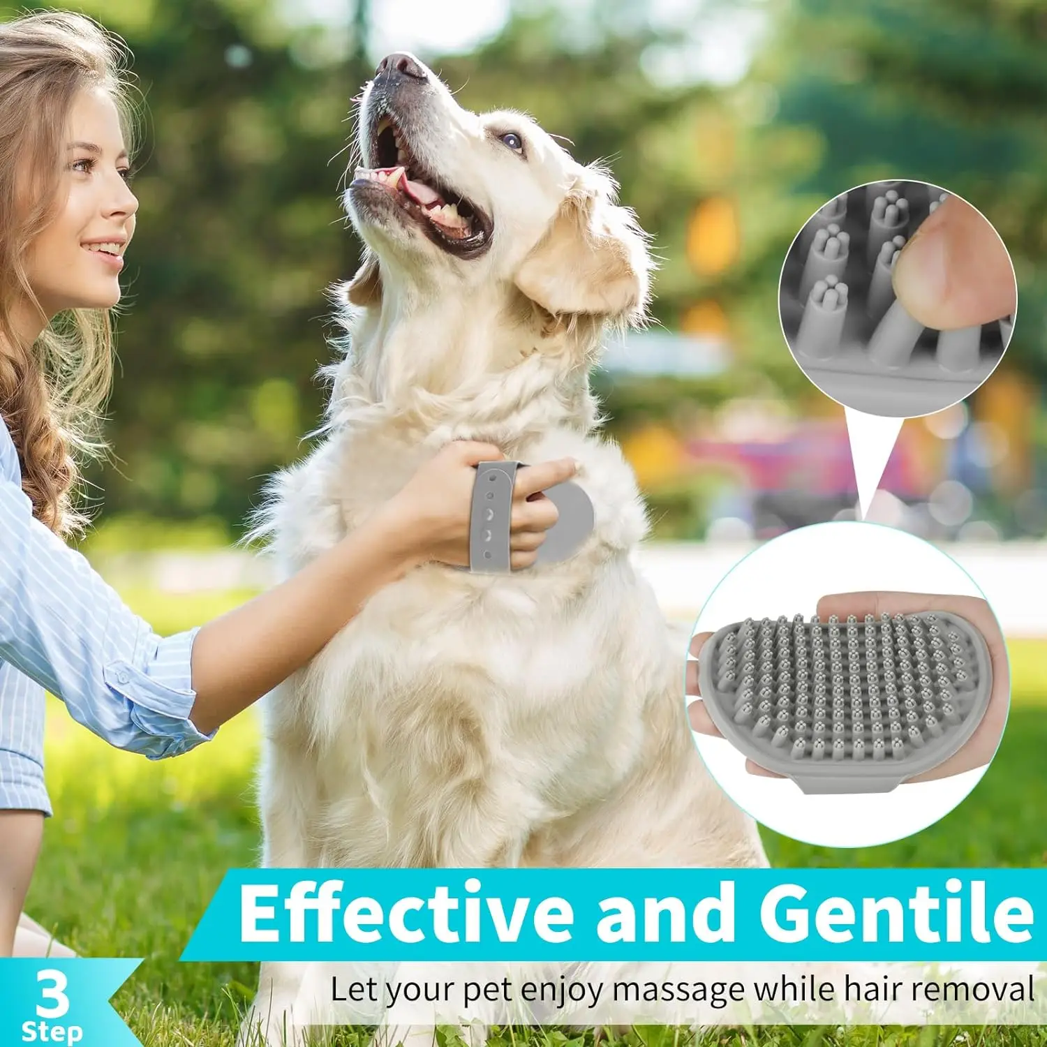 Professional Pet Bathing Tool Silicone Dog Scrubber Brush for Bath Time Nonslip Pet Grooming Massager Pack of 3 Brushes
