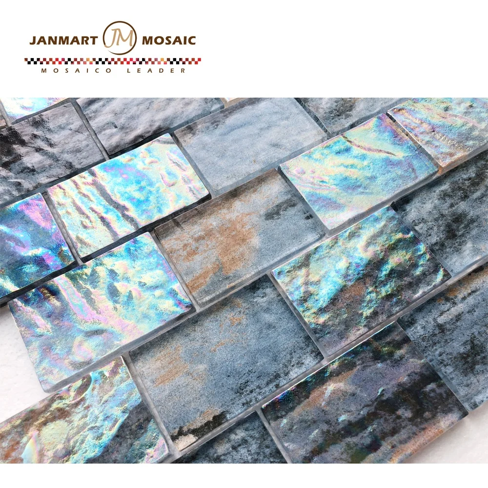 China Glass Mosaic Tile Fashion Thickness Ocean Blue Crystal Glass Floor Mosaic Flooring Around Swimming Pool Tiles For Bathroom