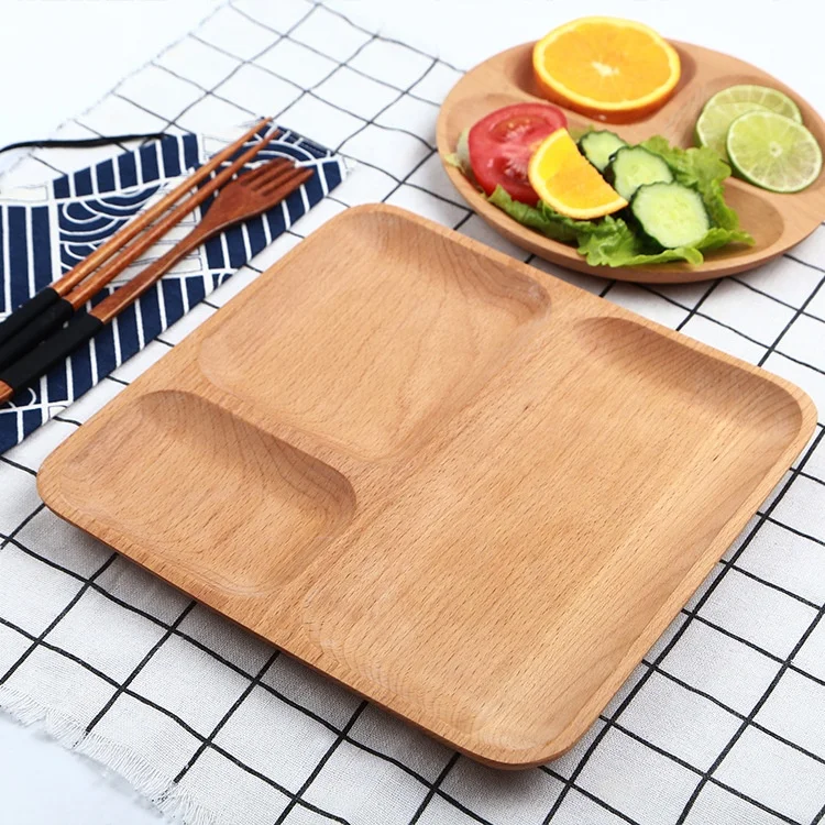 
Eco-friendly hot sale dishes airline snacks white ceramic wood plate wooden bread serving food tray for sale 