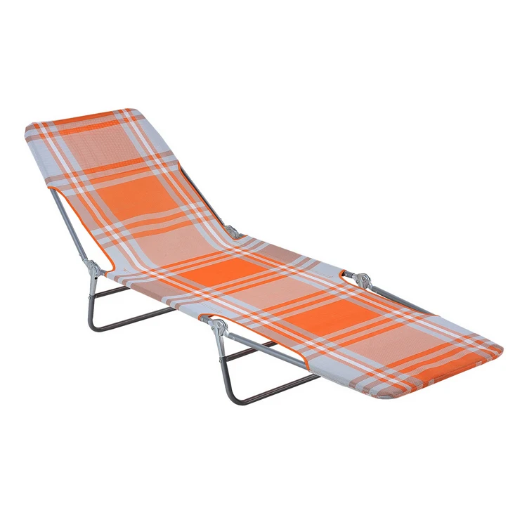 Outdoor lightweight portable beach chaise sun lounge chair with canopy folding beach bed