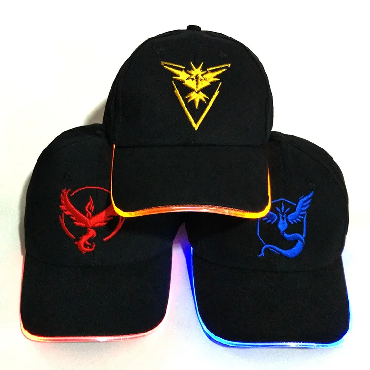 New Fashion Led Glowing Cartoon Game Theme Black Embroidery Logo Sports Baseball Cap