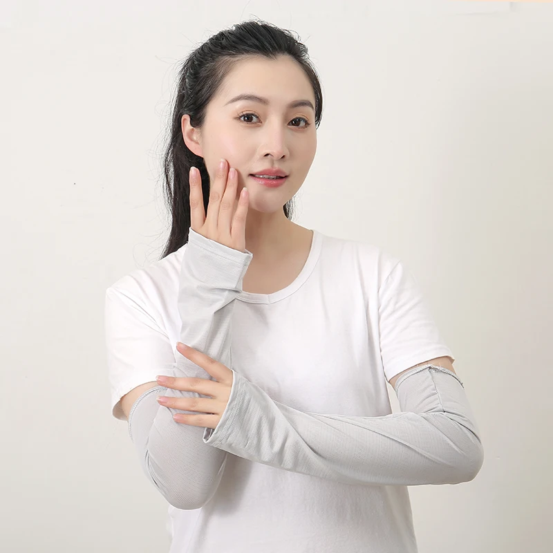 Fashion Plain Muslim Women Soft Sleeves Uv Sun Protection Arm Socks Comfortable Ice Silk Arm Sleeves