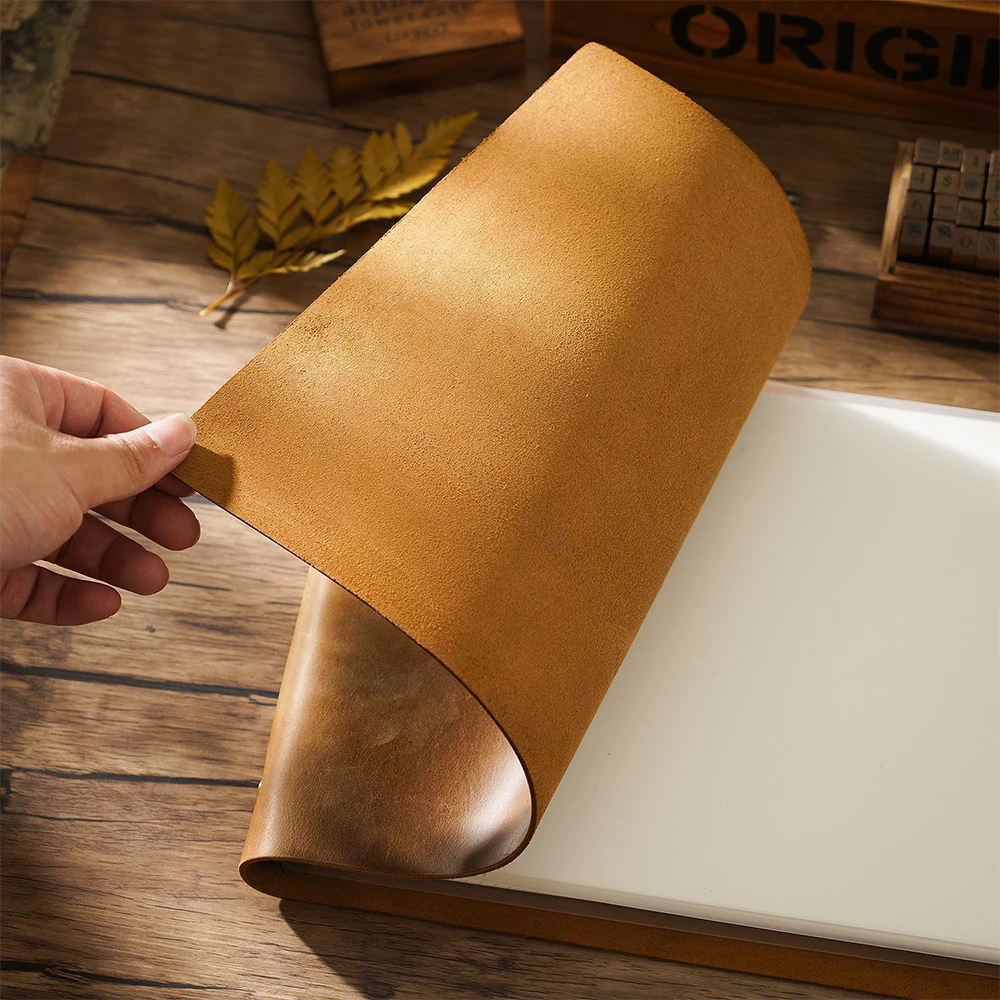 Vintage Top Layer Cowhide A4 Horizontal Handmade Notepad Genuine Leather Painting Notebook Hand Picture Sketchbook