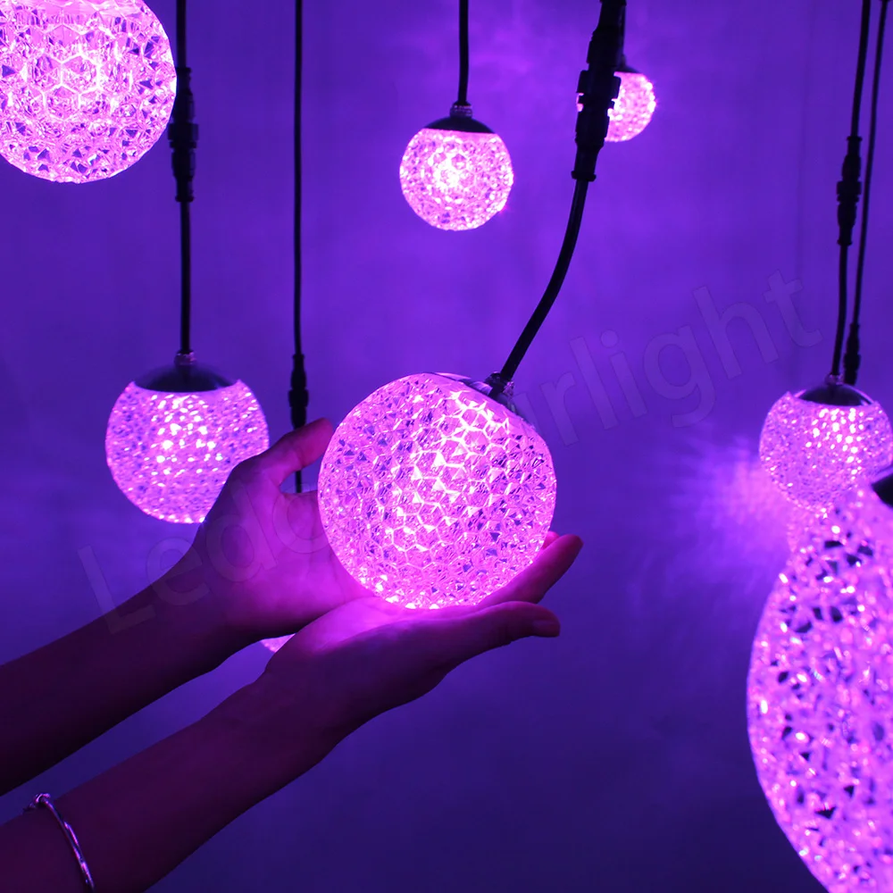 DMX RGB Christmas Crystal Ball Holiday Decorative RGB Pixel Light Warm White LED Crystal Ball Fairy Lights