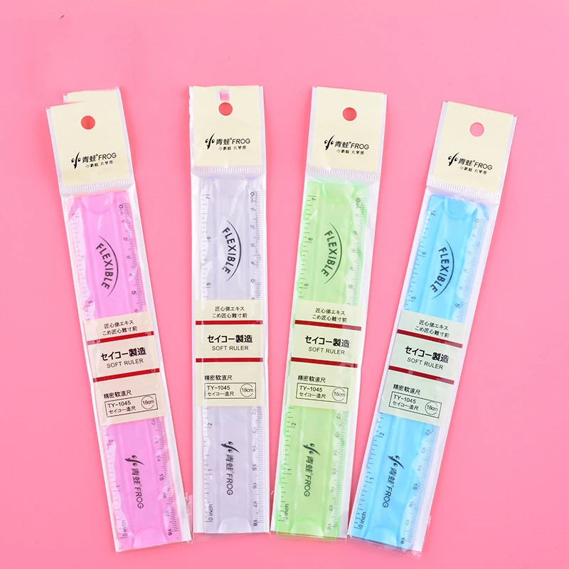 2022 Custom New Style Creative Candy Color Ruler Transparent Ruler Plastic Straight Ruler