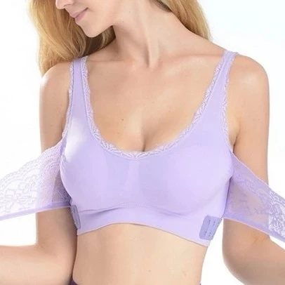 Comfort Women Push Up Running Vest Gather Bras Sexy Front Closure Lift Side Buckle Seamless Sports Yoga Lace Bra