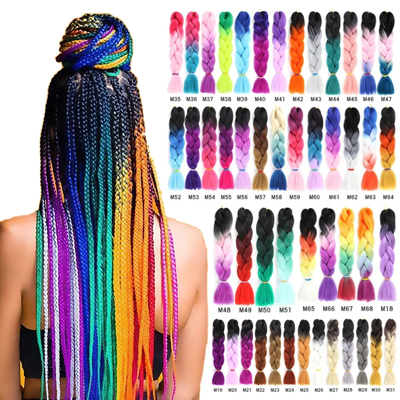 Wholesale Prestreched  Box Crochet Hair Attachment For Braids Natural Ombre Jumbo Expression Synthetic Braiding Hair Extension