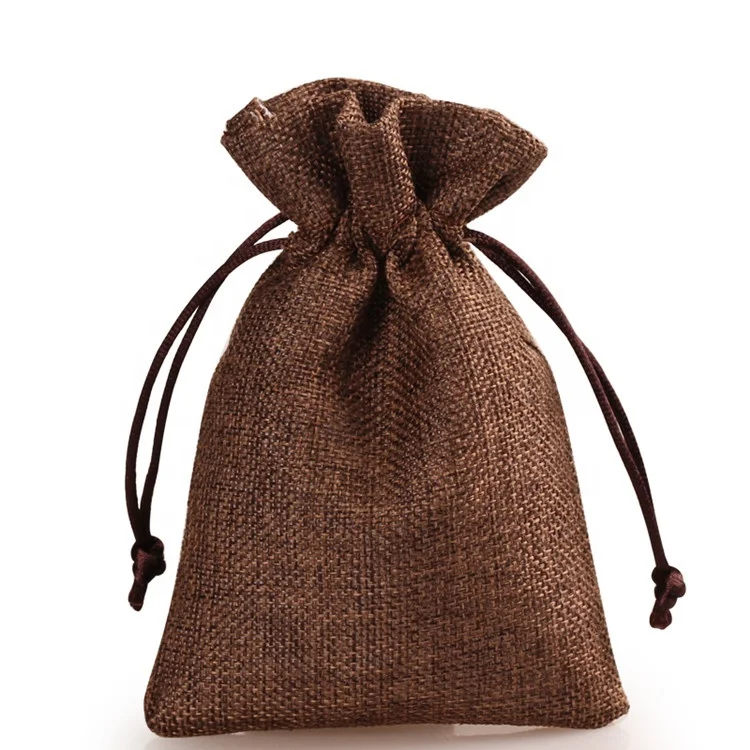 Reusable small jute drawstring coffee bag, jute coffee sacks