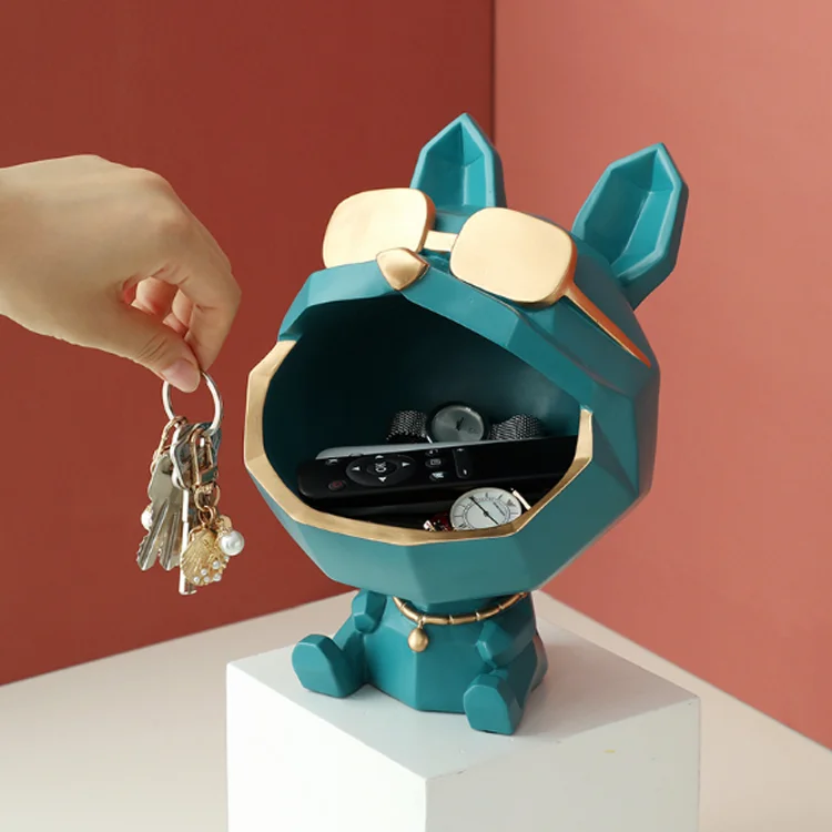  Modern luxury home decor gift resin art sculpture figurine dog storage