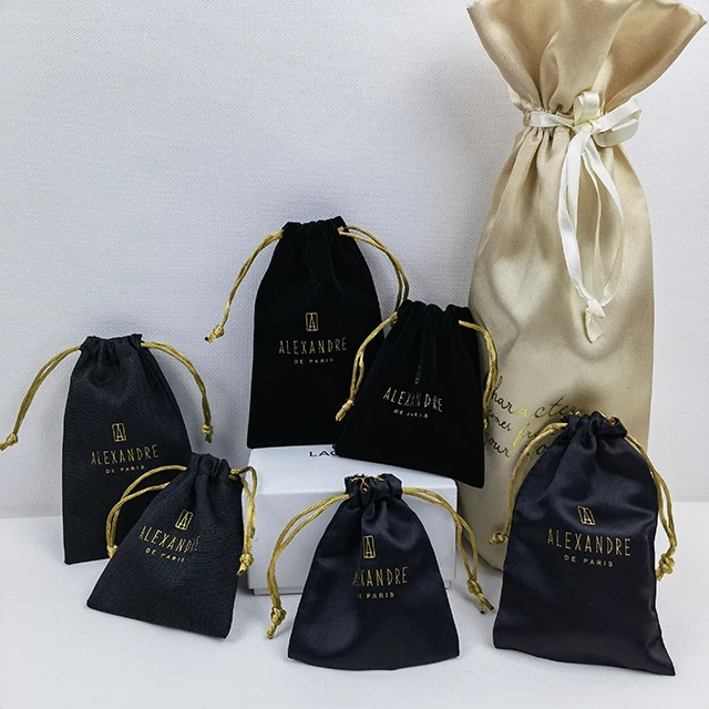 Drawstring Satin Dust Bags for Handbag Luxury Canvas with Women Packaging Reusable Silk Cotton Black Cotton Rope Shoe Dustbag