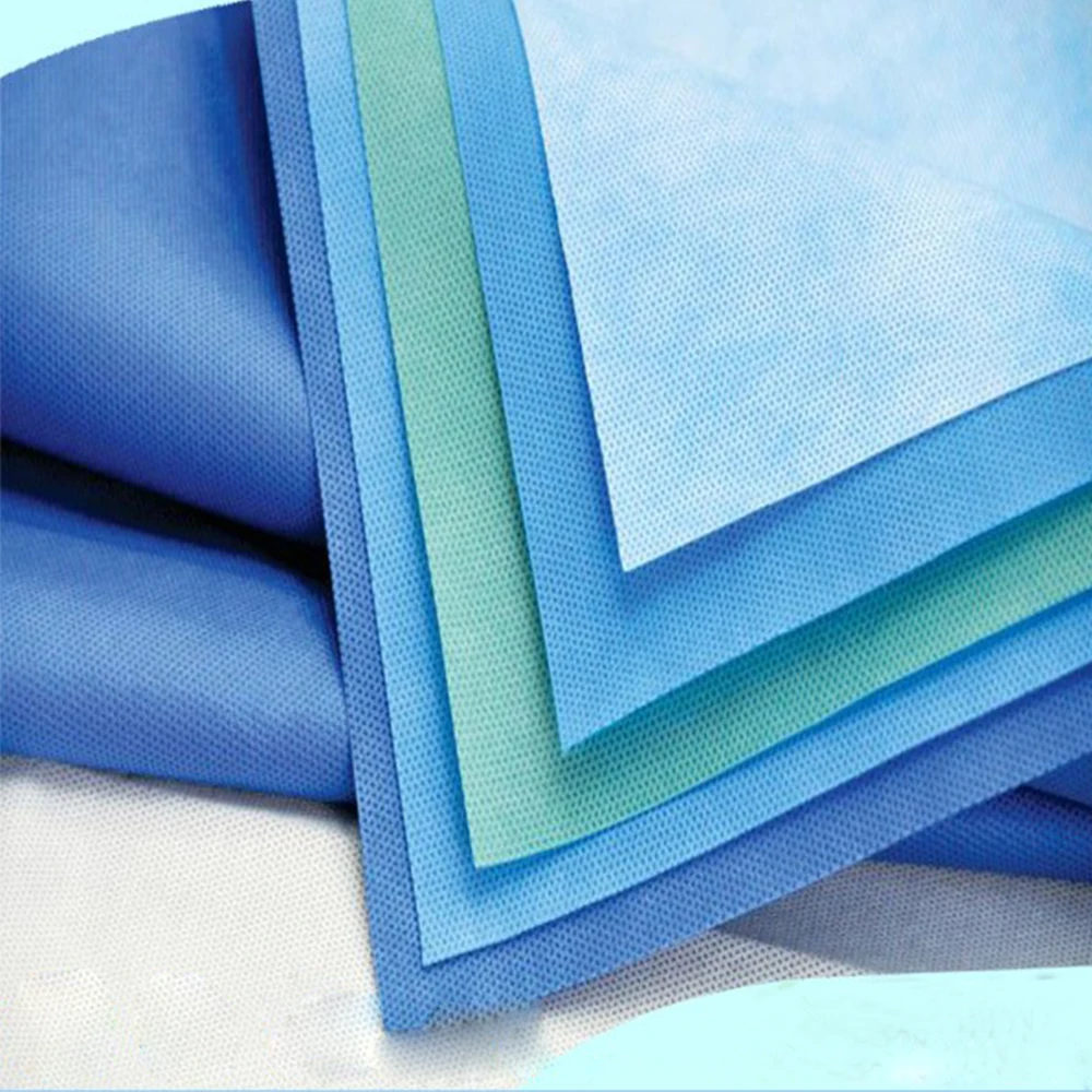 Синий белый желтый полипропилен спанбонд мелтблаун sms запас нетканого полотна 35 г/м2 для медицинских