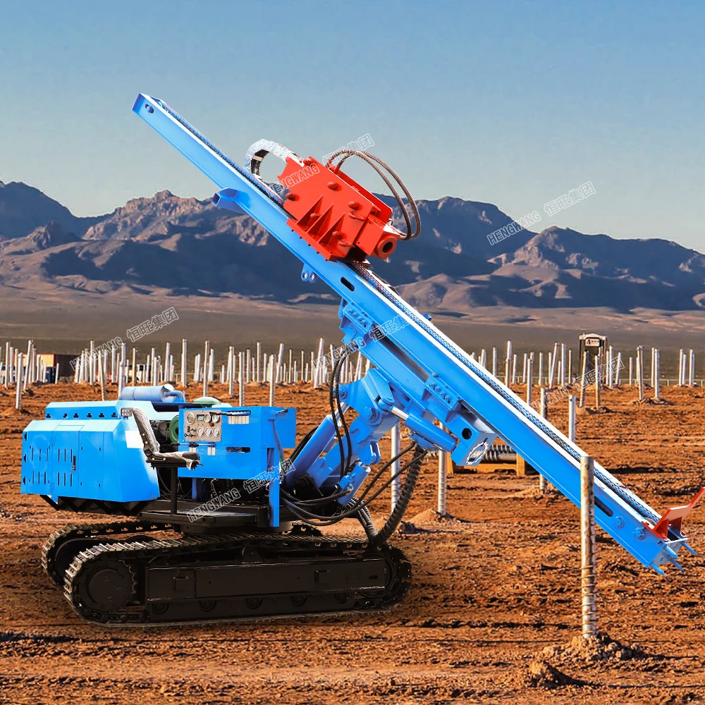 Hengwang Crawler Hydraulic Pile Drivers Machine Photovoltaic Guardrail Post Solar Pile Driver machine price