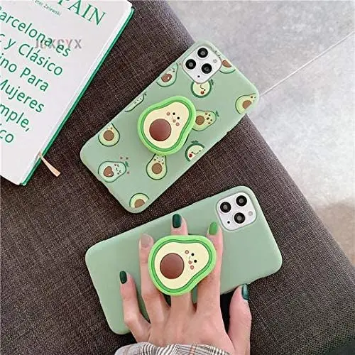 Best selling quality 3D Cute Cartoon Fruit Avocado Soft Silicone Ring Grip Holder phone case For Iphone 12