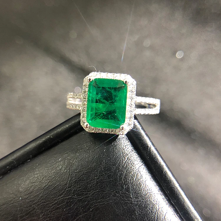 
New Design With Diamonds square Emerald Zircon ring Cz Emerald Ring 