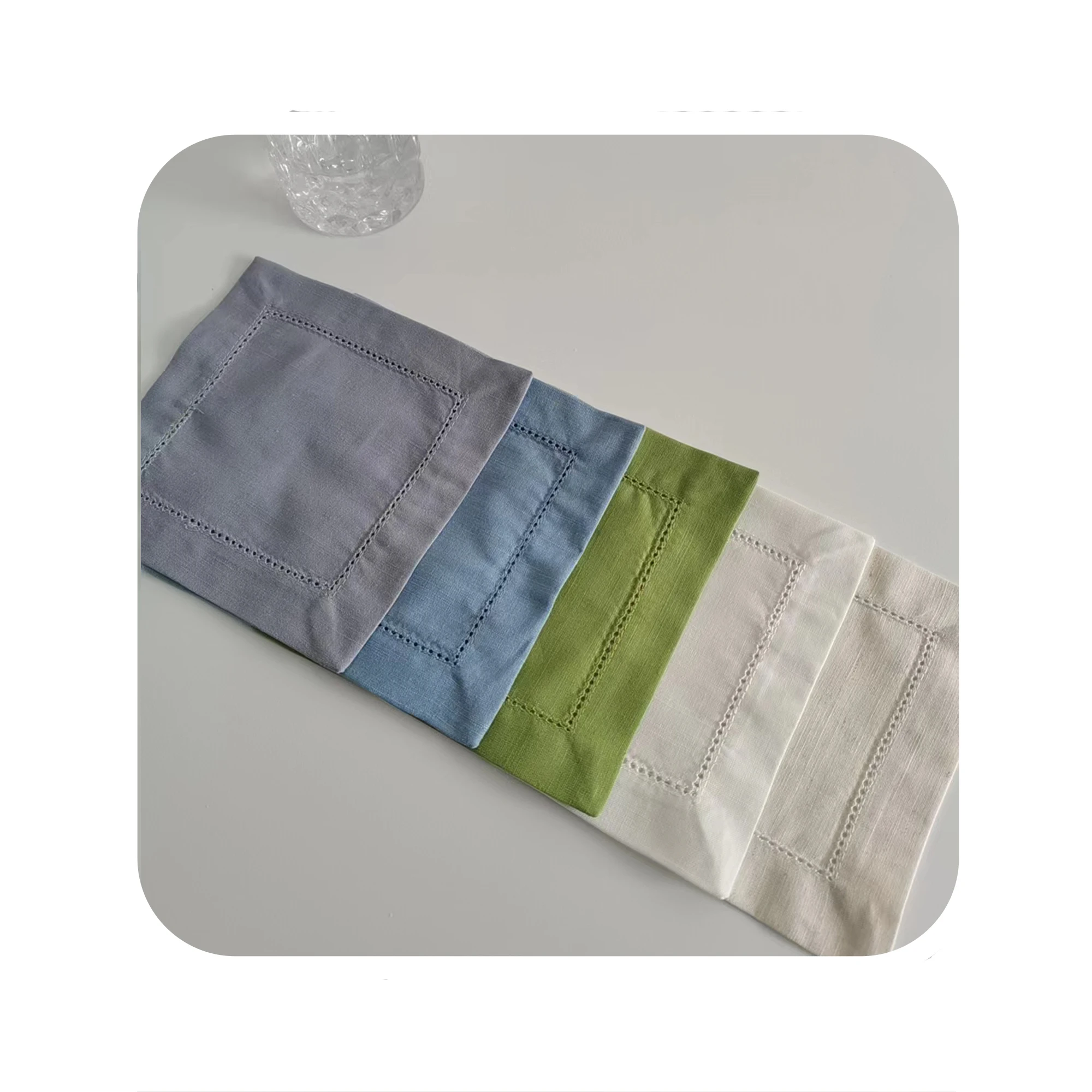 Plain Woven Cloth Table Cotton Pure Linen Embroidered Linen Cocktail Restaurant Monogram Napkins