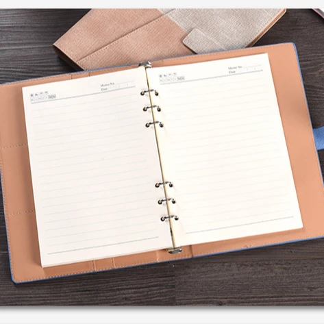 Metal ring sprial binding notebook journal A5 a5 refillable leather journals