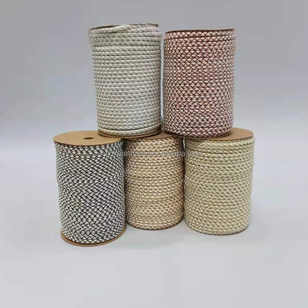 300g 80m Grid Pattern Sheweave Macrame Cord Braid Cotton Rope Metallic Rope Sell by Yards