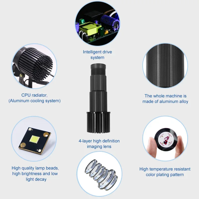 50W Power Advertising Logo Projector with Remote Control  Pattern Projection Lamp Customized Static Indoor LED Gobo Projector