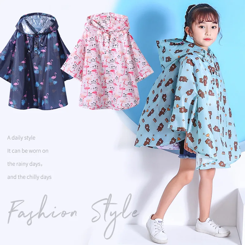 Hot sell lightweight durable polyester waterproof kids cute yellow raincoats and ponchos for juniors