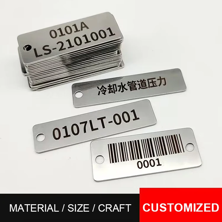 Custom Metal Logo Tag Etched Label Tags Stainless Steel Lasered Nameplates for Equipment