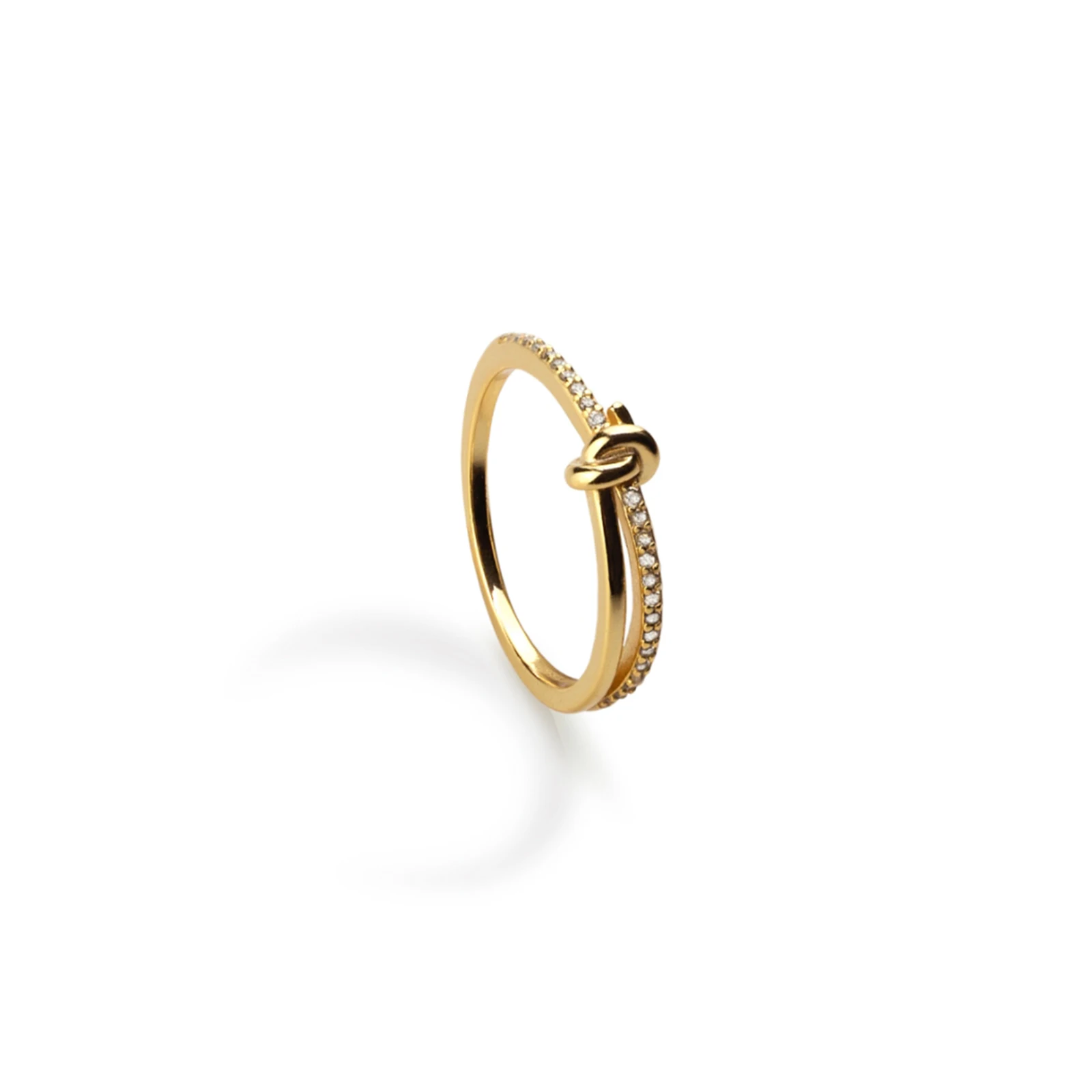 FUAMAY New Fashion 18K Gold Plated Ring Temperament Versatile Cubic Zircon Silver Ring