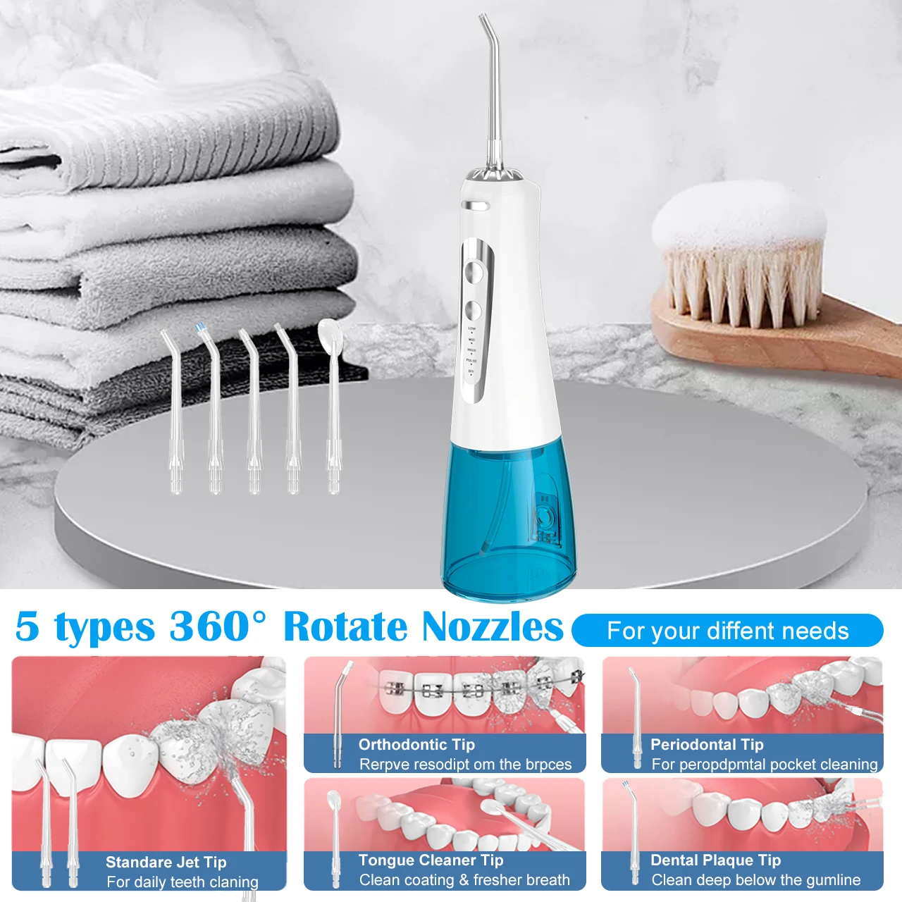 Baolijie GS106 300ML Best USB Chargeable Electric Water Flosser for Travel
