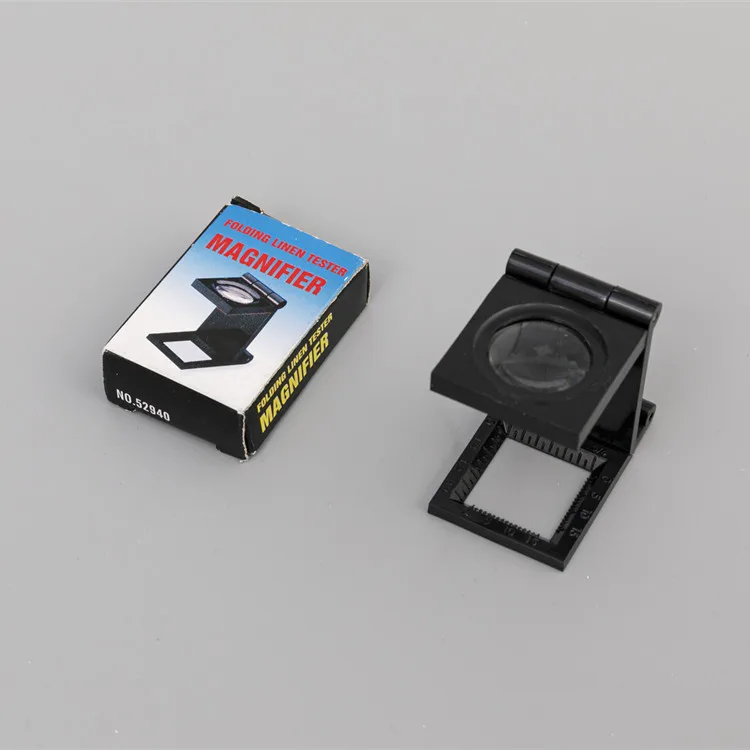 MG14110 8X Folding Plastic Printing fabric linen tester Magnifying Glass with scale